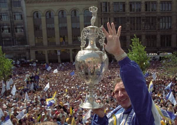 REMEMBER THIS? Leeds United manager Howard Wilkinson with the old First Division trophy.