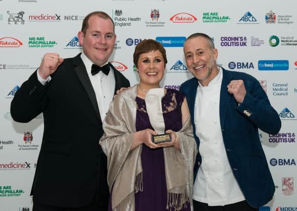 Dr Kate Granger with her husband Chris Pointon and chef Michel Roux Jr