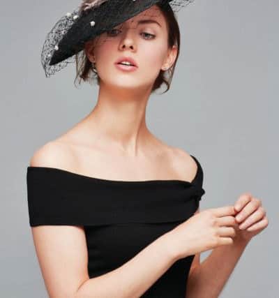 Saucer hat, Â£129; black dress, Â£79, both Jacques Vert at department stores and online.