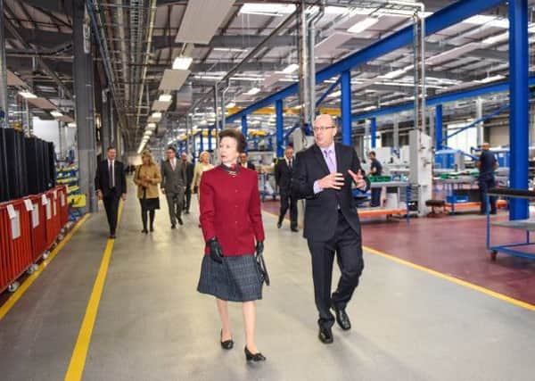 Princess Anne on her visit to Airedale International.