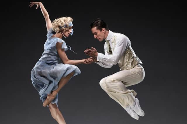Northern Ballet's The Great Gatsby. Tobias Batley as Jay Gatsby with Martha Leebolt as Daisy in David Nixon's The Great Gatsby. Northern Ballet photo by Jason Tozer.