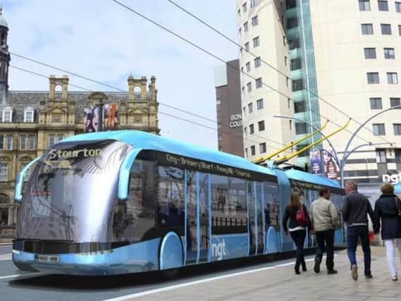 An artist's impression of the trolleybus scheme in Leeds.