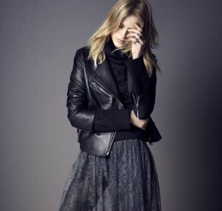 Style tip - this skirt will be a winner. 
Autograph jacket, Â£249; Indigo collection jumper, Â£39.50; M&S Collection skirt, Â£39.50. Out in October.