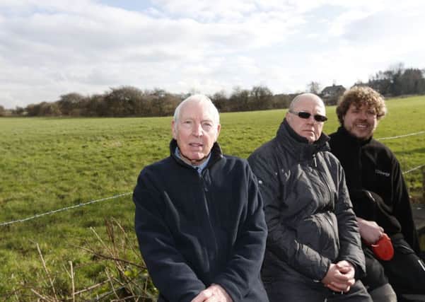 CAMPAIGNERS: Councillor Jack Dunn, Ian Leathley and Russell Barugh at the site in Tingley.