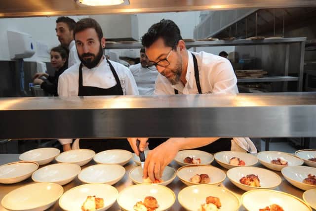 Quique Dacosta (right) pictured in the kitchen with Cesar Garcia.