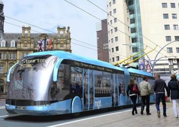 An artist's impression of the now-abandoned trolleybus scheme in Leeds.