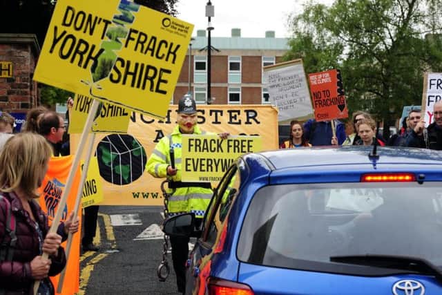 Demonstrators outside County Hall in Northallerton. Image:  John Giles/PA Wire