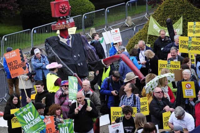 Protesters outside County Hall in Northallerton. Image: John Giles/PA Wire