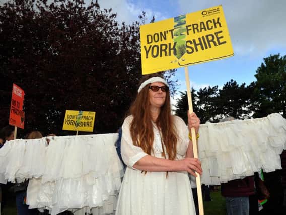 Anti Fracking protestor  Alphie Meleyal from Hull  outside  County Hall in Northallerton (Gl1010/15n).