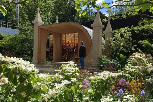 The Welcome to Yorkshire garden at Chelsea was inspired by the Great East Window at York Minster.