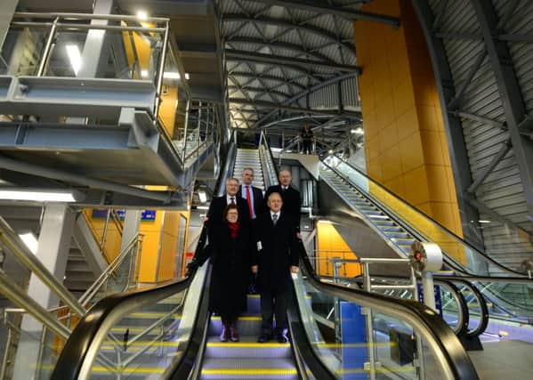 Judith Blake, front left, at the opening of a new entrance to Leeds Station.