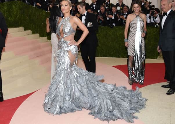 Rita Ora wears a Vera Wang gown at The Metropolitan Museum of Art Costume Institute Benefit Gala, celebrating the opening of "Manus x Machina: Fashion in an Age of Technology"earlier this month, in New York. (Photo by Evan Agostini/Invision/AP)