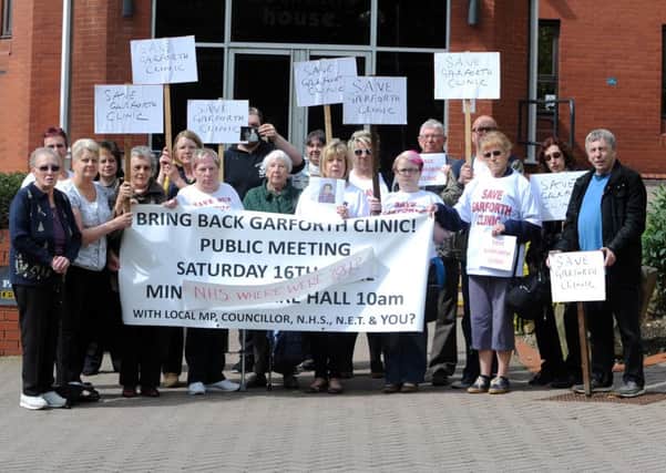 HIGH PROFILE: Campaigners outside the Leeds Community Healthcare NHS Trust offices in Headingley.