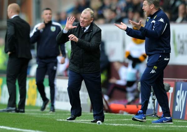 Steve Evans tries to get his message across to his players at Burnley in April.
 Picture: Jonathan Gawthorpe.