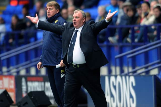 Steve Evans shows his frustration during the away trip to Bolton Wanderers.
 Picture : Jonathan Gawthorpe