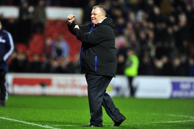 Steve Evans celebrates a home win over Nottingham Forest at Elland Road.
 Picture: Tony Johnson