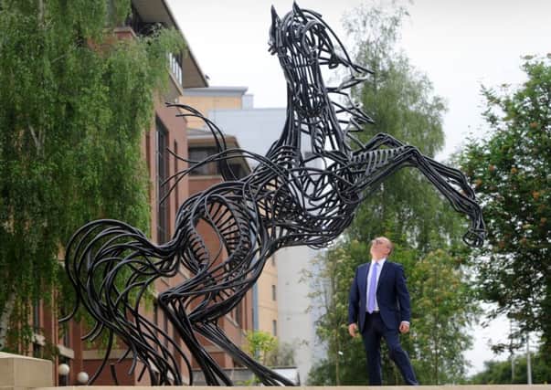 Russell Galley, of Halifax Community Bank, looks up at the Black Horse at Lovell Park, Leeds.