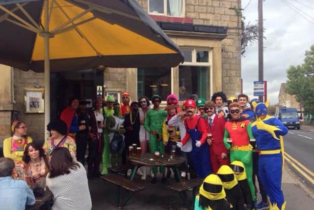 Jason Gillespie, as Hulk Hogan, joins his Yorkshire players on a celebratory pub crawl in 2014. Picture: Ryan Sidebottom/Twitter