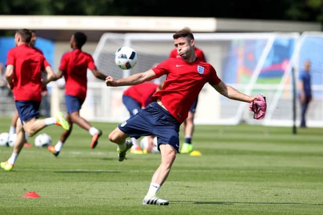 England's Gary Cahill during a training session at Stade de Bourgognes, Chantilly. Picture: Owen Humphreys/PA