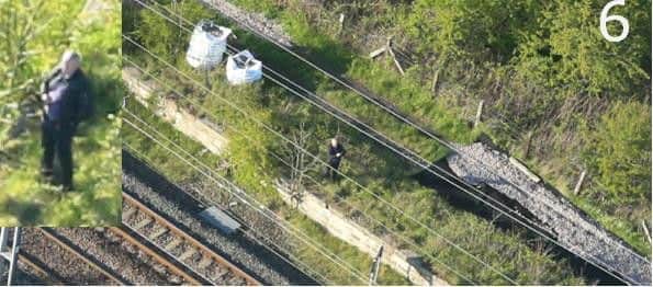 Police images of people on the line awaiting sight of Flying Scotsman