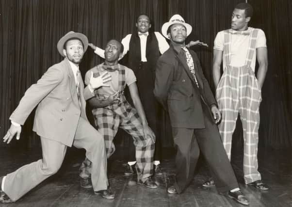 Choreographer Edward Lynch (second from left) and dancers in Nightlife at the Flamingo 1983. PIC: Terry Cryer