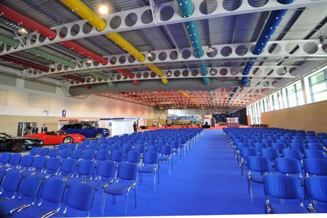 An example of how the hall could be set up to accommodate conferences. (GL1010/36d)