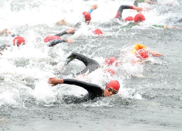 Youths start the swim in Roundhay Park taking part in one of the many amatuer races in Triathlon Leeds prior to the main event over the weekend, the 2016 ITU World Triathlon Leeds.  Picture Tony Johnson