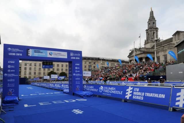 The Finish Iine Millennium Square for the ITU World Triathlon Series 2016 in Leeds