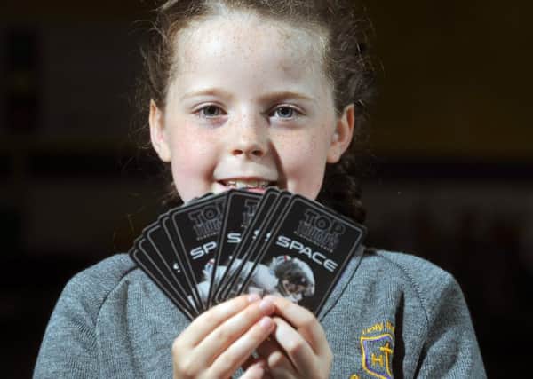 16 June 2016 .......     Leeds schoolgirl Roisin Munnelly, pupil at Holy Name Catholic Voluntary Academy in Cookridge, is the YOUNGEST child in the UK bidding to make the Grand Finals of National Top Trumps Schools Tournament, which takes place next weekend.  Picture Tony Johnson