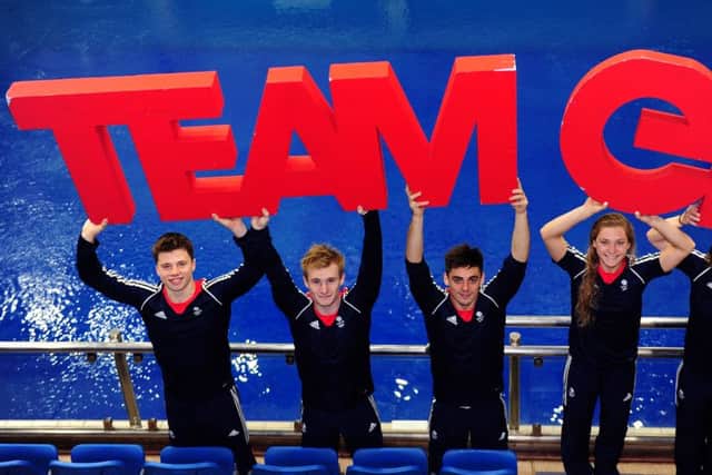 Great Britain divers pictured at the John Charles Centre in Leeds, from left, Freddie Woodward, Jack Laugher,Chris Mears, Alicia Blagg and Rebecca Gallantree.
17th June 2016.
Picture : Jonathan Gawthorpe