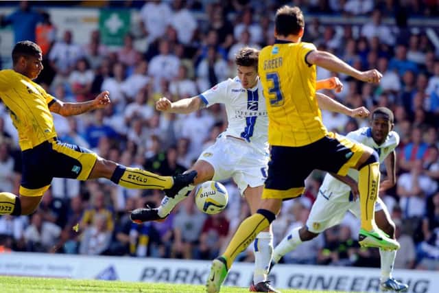 HERO OF THE HOUR: Summer Â£1m signing Luke Murphy scores a late winner on his debut for Leeds against Brighton on August 3, 2013.