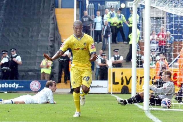 Tresor Kandol scores Leeds United's winning goal against Tranmere Rovers on August 11 2007.