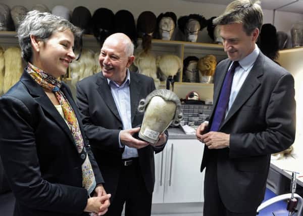 Dan Jarvis MP and Mary Creagh MP with Richard Mantle, general director of Opera North, in the wig department during a visit and tour. PIC: Bruce Rollinson