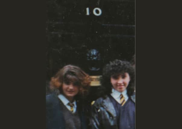 Jo Cox (left) outside 10 Downing St., in her 4th year at Heckmondwike Grammar School. Picture: Ross Parry Agency
