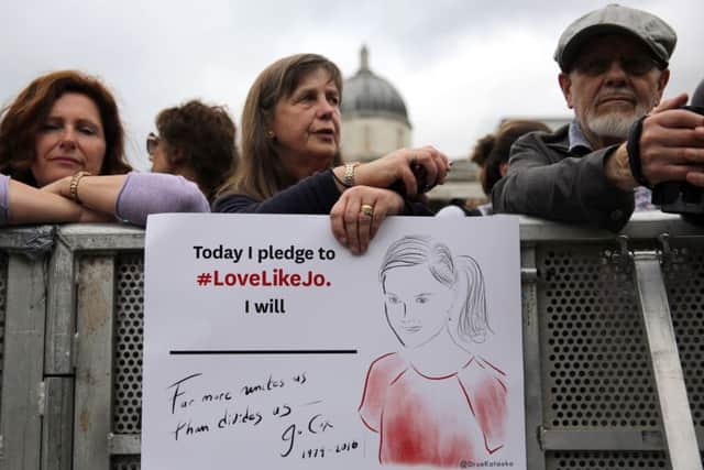 The crowd wait for the start of the rally in Trafalgar Square. PIC: PA