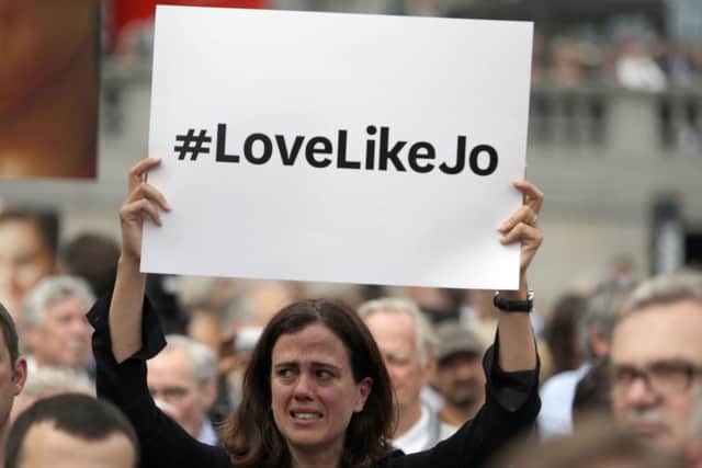The crowd wait for the start of the rally in Trafalgar Square. PIC: PA