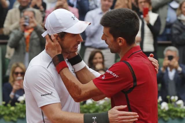 WE'LL MEET AGAIN: Novak Djokovic, right, is congratulated by Andy Murray after winning the final of the French Open earlier this month. Picture: AP/Michel Euler.