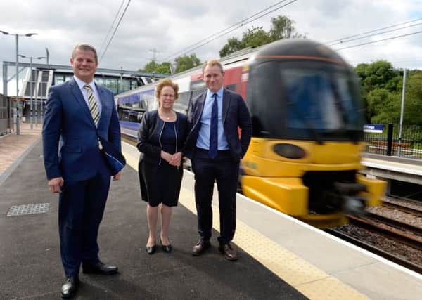 ON TRACK: Stuart Andrew, Coun Judith Blake and Jon Kenny at Kirkstall Forge. PIC: Bruce Rollinson