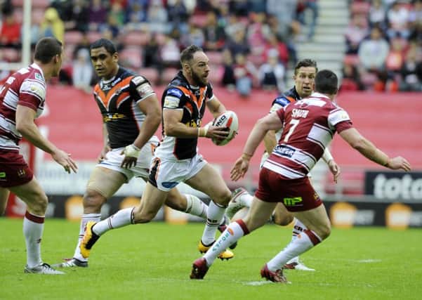 Luke Gale charges forward against Wigan Warriors. PIC: Bruce Rollinson