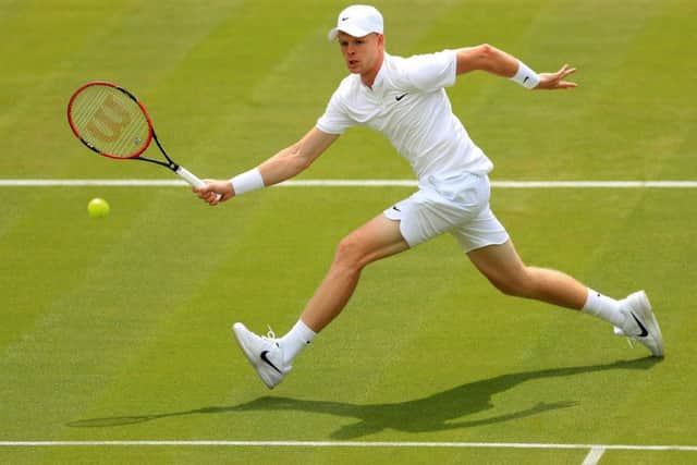 Yorkshire's Kyle Edmund on his way to a first round defeat to Adrian Mannarino at Wimbledon. Picture: Adam Davy/PA.