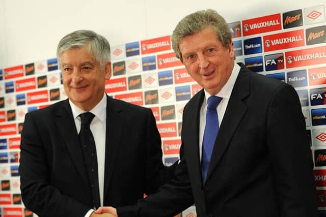 FRESH START: Newly-appointed England manager Roy Hodgson (right) alongside then FA Chairman, David Bernstein. Picture: Anthony Devlin/PA.