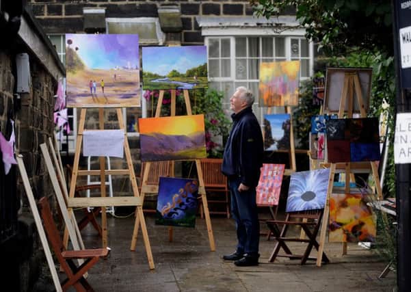 Ralph Bainbridge pictured with his artwork at Horsforth Walk of Art 2016. Picture by Simon Hulme.