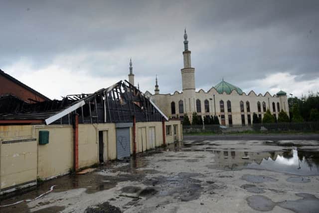 Fire damage to the community centre Bilal Masjid Mosque. Picture by Simon Hulme