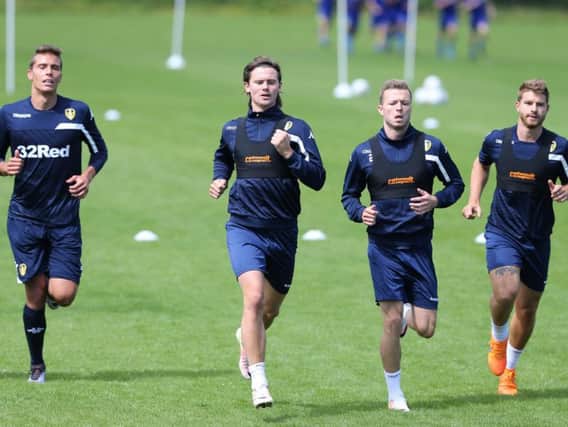 Casper Sloth (second from right) during pre-season training at Thorp Arch last week.