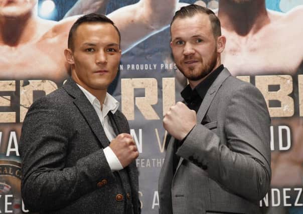 Josh Warrington, left, will defend his title against Patrick Hyland in Leeds on July 30 (Picture: Lawrence Lustig).