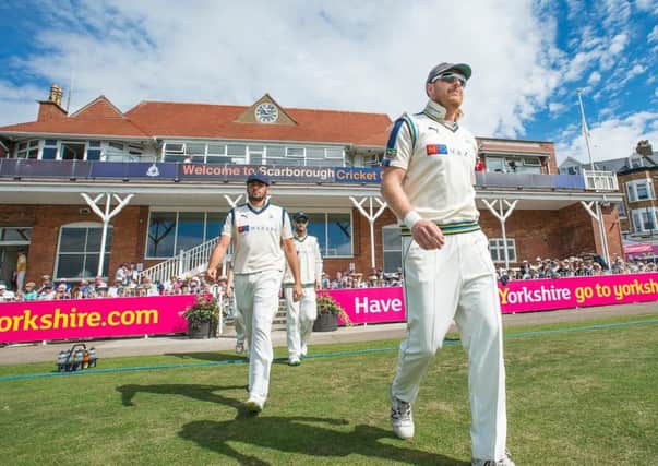 Andrew Gale, seen leading his Yorkshire side out at Scarborough CC's North Marine Road, produced an inspired piece of captaincy to engineer Nick Gubbins's downfall.