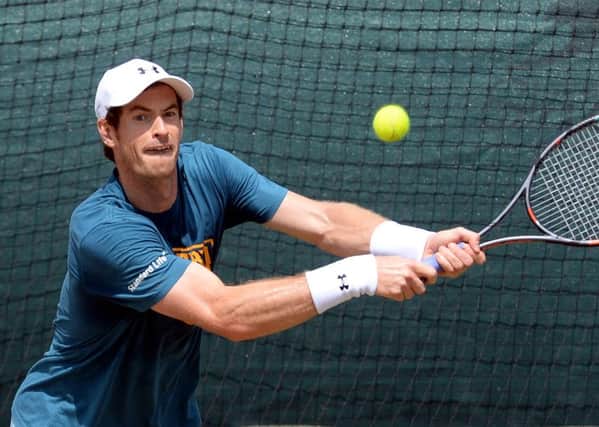 Andy Murray during practiceat Wimbledon. Picture: Anthony Devlin/PA.