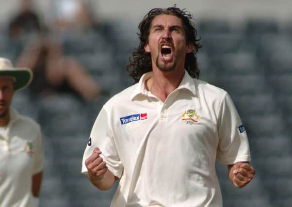 Jason Gillespie in action in Christchurch, New Zealand, in 2005.