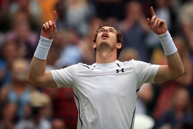 Andy Murray celebrates victory over Jo-Wilfried Tsonga. Picture: John Walton/PA