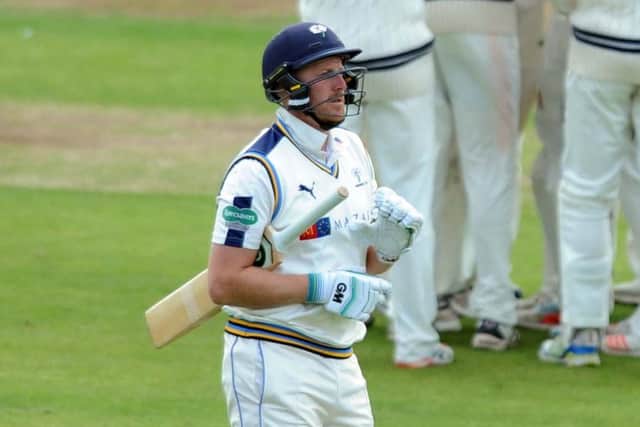 Specsavers County Championship - Division One - Day 4 OF 4 Yorkshire v Middlesex. Yorkshire's Andrew Gale  trudges off as the Middlesex players celebrate. 6th July 2016. Picture : Jonathan Gawthorpe